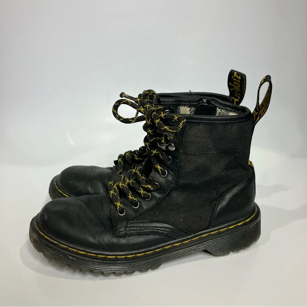 Dr. Marten’s 1460 panel canvas and leather lace‎ up boots black kids size 1